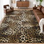Leopard Print Area Rug, 4x6 Feet, Non-Slip
