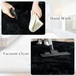 Black Fluffy Shag Area Rug, 2x3 Small Size