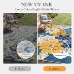 GENIMO Indoor Outdoor Area Rug 5'x8', Machine Washable Rugs for Patio, Waterproof, Non-Slip Easy Cleaning Floral Outdoor Mat 