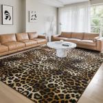 Leopard Print Area Rug, 4x6 Feet, Non-Slip