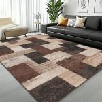 Chocolate Geometric Patchwork Area Rug 4'x6