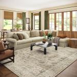 Washable Boho Vintage Area Rug, 8x10 Size