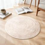 Faux Jute Round Non-Slip Area Rug 2ft Khaki