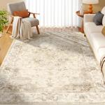 Beige 5x7 Washable Boho Area Rug