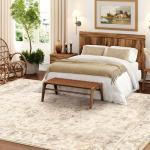 Beige 5x7 Washable Boho Area Rug