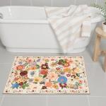 Beige Non-Slip Floral Door Mat Rug 24x17 Inch