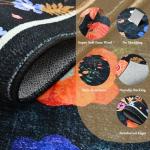 Floral Black Boho 2x6 Runner Rug, Washable