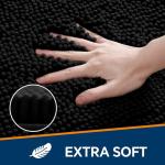 Black Plush Chenille Non-Slip Bathroom Rug