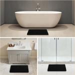 Black Plush Chenille Non-Slip Bathroom Rug
