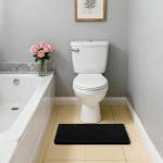 Black Plush Chenille Non-Slip Bathroom Rug