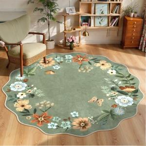 Lahome Floral Round Washable Area Rug, 6ft