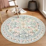Lahome Sylvie Floral Round Boho Rug 4ft