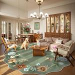 Lahome Floral Round Washable Area Rug, 6ft