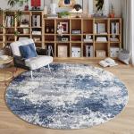 Blue 4ft Washable Round Area Rug for Home