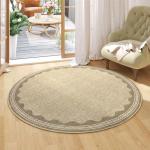 Scalloped Jute Round Rug - Soft Tan Design