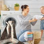 Washable 6ft Round Oriental Area Rug - Green