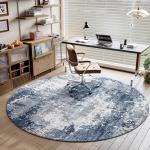 Blue 4ft Washable Round Area Rug for Home