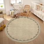Scalloped Jute Round Rug - Soft Tan Design