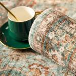 Washable 6ft Round Oriental Area Rug - Green