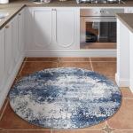 Blue 4ft Washable Round Area Rug for Home