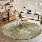 Green Round Washable Area Rug for Entryway