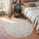 Jinchan 4ft Floral Round Non-Slip Area Rug