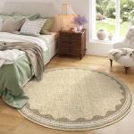 Scalloped Jute Round Rug - Soft Tan Design