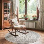 Jinchan 4ft Floral Round Non-Slip Area Rug