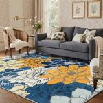 GENIMO Indoor Outdoor Area Rug 5'x8', Machine Washable Rugs for Patio, Waterproof, Non-Slip Easy Cleaning Floral Outdoor Mat 