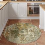 Green Round Washable Area Rug for Entryway