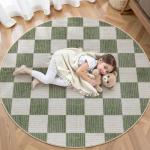 LIVEBOX 6 Ft Checkered Round Washable Rug