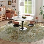 Green Round Washable Area Rug for Entryway