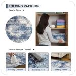 Blue 4ft Washable Round Area Rug for Home