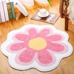 Cute Flower Round Area Rug for Girls' Rooms