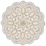 Ivory & Beige Round Flower Design Area Rug