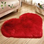 Red Heart Shaped Fluffy Rug for Cozy Decor
