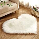 White Heart Shaped Fluffy Rug for Cozy Spaces
