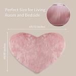 Fluffy Pink Heart Shaped Faux Fur Area Rug