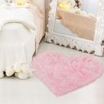 Heart Shaped Light Pink Shaggy Bedroom Rug