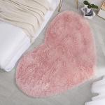 Fluffy Pink Heart Shaped Faux Fur Area Rug