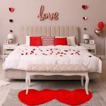 Hoolerry Double Heart Shaped Bath Rug, Red