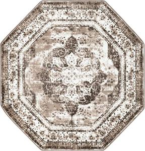 Rugs.com Monte Carlo Collection Rug – 6' Octagon Light Brown Medium Rug Perfect for Living Rooms, Kitchens, Entryways