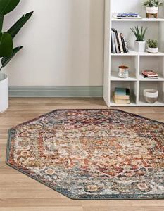Unique Loom Isabella Collection Area Rug - Adjani (5' 1" Octagon, Multi/ Beige)