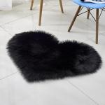 Heart Shaped Black Faux Fur Area Rug 16"x20