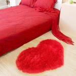 Red Heart Shaped Fluffy Rug for Cozy Decor