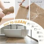 MIULEE Set of 2 Waffle Bathroom Rugs, Boho Bath Rugs Non Slip Washable, Super Absorbent Bath Mats, Ultra Soft Rubber Backed Shower Mats for Bathroom Floor, Tub and Shower, Brown, 18x30 Inch