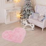 Heart Shaped Light Pink Shaggy Bedroom Rug