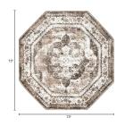 Rugs.com Monte Carlo Collection Rug – 6' Octagon Light Brown Medium Rug Perfect for Living Rooms, Kitchens, Entryways