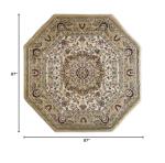 Traditional Octagon Area Rug Design Bellagio 401 Ivory (7 Feet 3 Inch x 7 Feet 3 Inch)