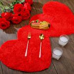 Hoolerry Double Heart Shaped Bath Rug, Red